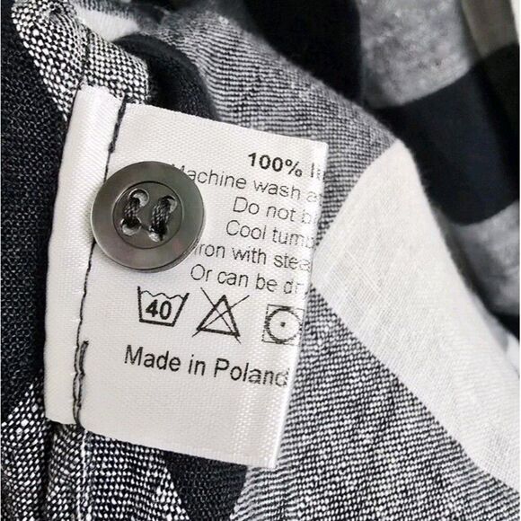 ESKANDAR Checked Linen Oversized Shirt Size 0 XS Gingham Lagenlook - Picture 7 of 9